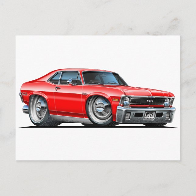 Chevy Nova Red Car Vykort (Framsida)
