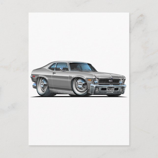 Chevy Nova Silver Car Vykort (Framsida)