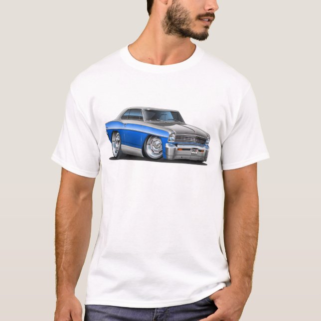 Chevy NovaBlått-Grå färg bil T Shirt (Framsida)