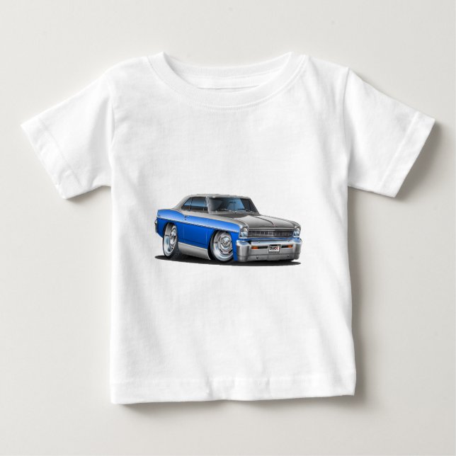 Chevy NovaBlått-Grå färg bil Tee Shirt (Framsida)
