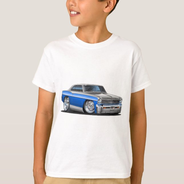 Chevy NovaBlått-Grå färg bil Tee Shirt (Framsida)