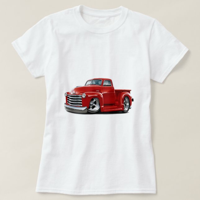 Chevy röd lastbil 1950-52 t-shirt (Design framsida)