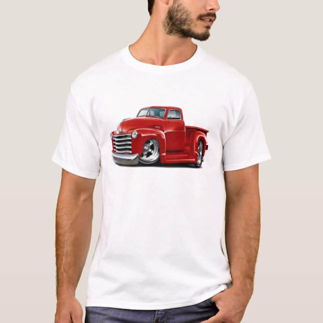 Chevy röd lastbil 1950-52 t-shirt (Framsida)