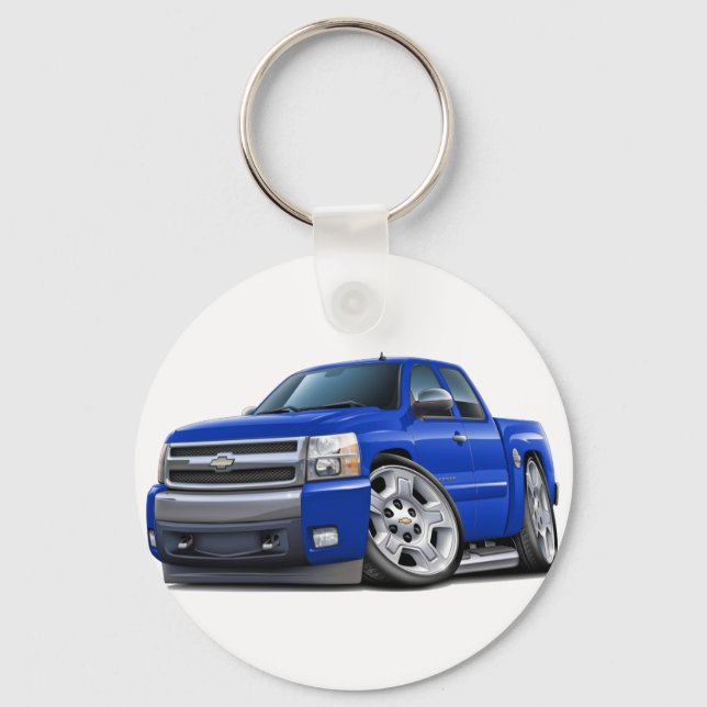 Chevy Silverado Blue Extended Cab Nyckelring (Framsida)