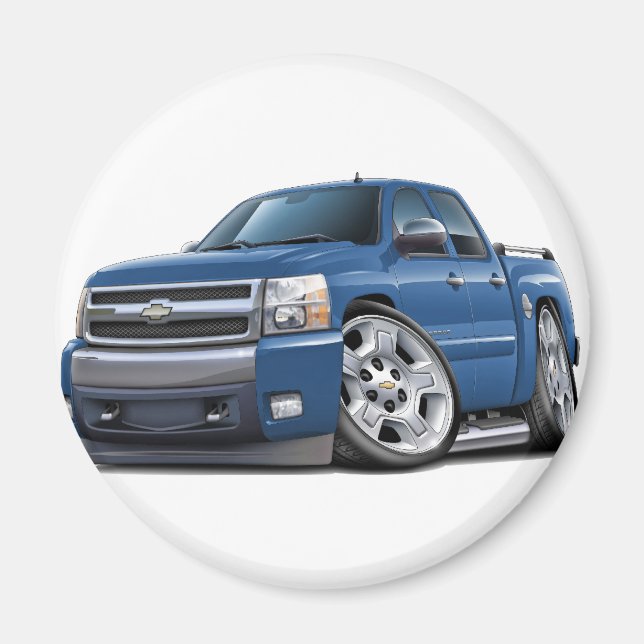 Chevy Silverado Dualcab Blue Granite Lastbil Magnet (Framsidan)