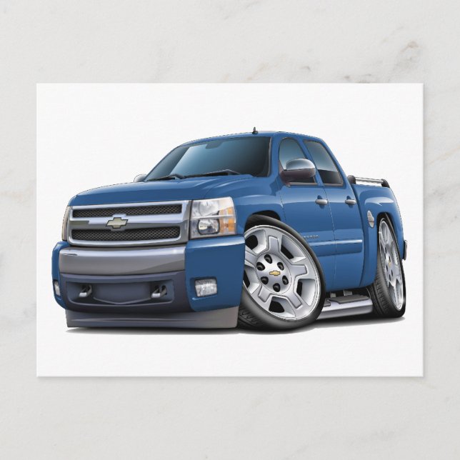 Chevy Silverado Dualcab Blue Granite Lastbil Vykort (Framsida)