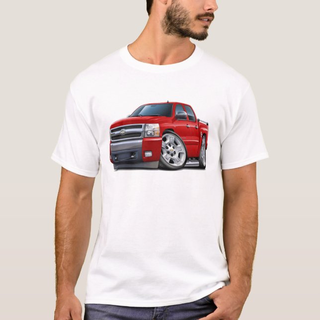 Chevy Silverado Dualcab röd lastbil T Shirt (Framsida)