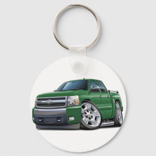 Chevy Silverado Dubbelhytt Grön Lastbil Nyckelring