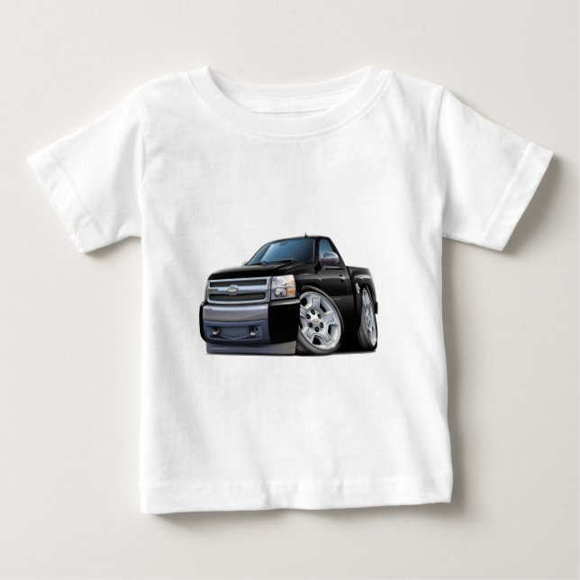 Chevy Silverado svartlastbil T-shirt (Framsida)