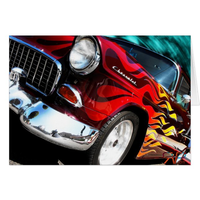Chevy V6 hot rod 1955 Hälsningskort (Framsidan Horizontal)
