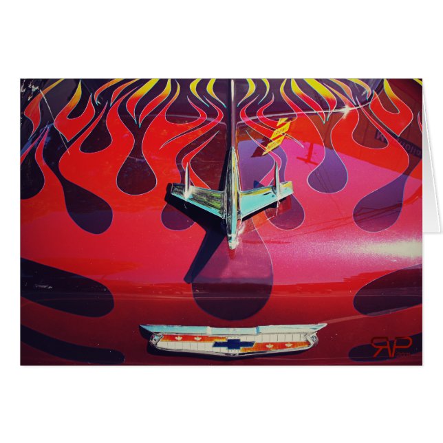 Chevy V6 hot rod 1955 Hälsningskort (Framsidan Horizontal)