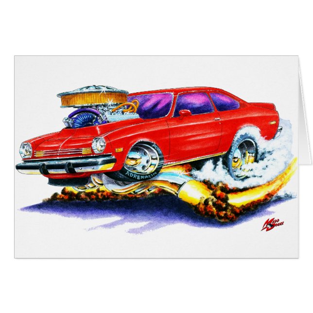 Chevy Vega röd bil Hälsningskort (Framsidan Horizontal)