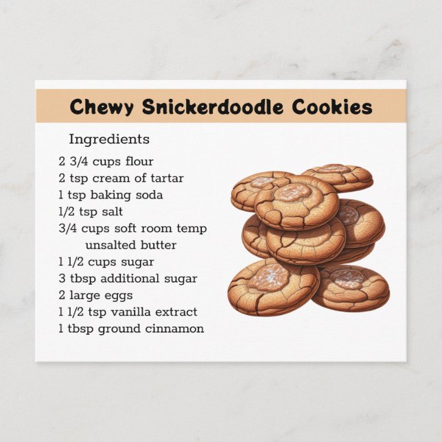 Chewy Snickedoodle Cookies Recipe Vykort (Framsida)
