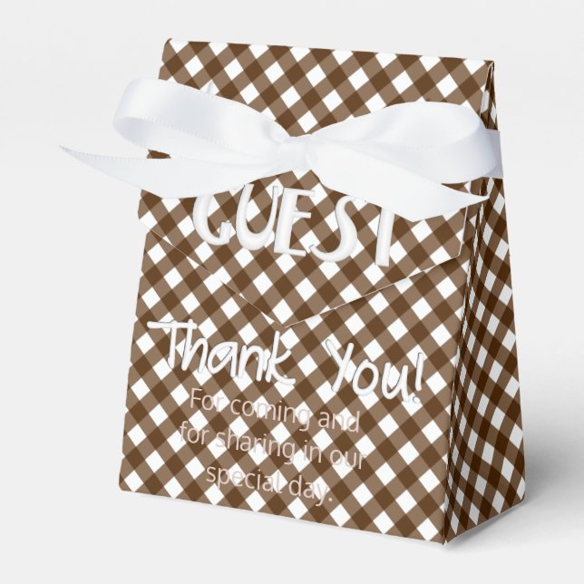 Chex 14-BROWN-PARTY FAVOR BOX, tält stil Presentaskar (Framsidan Sidan)