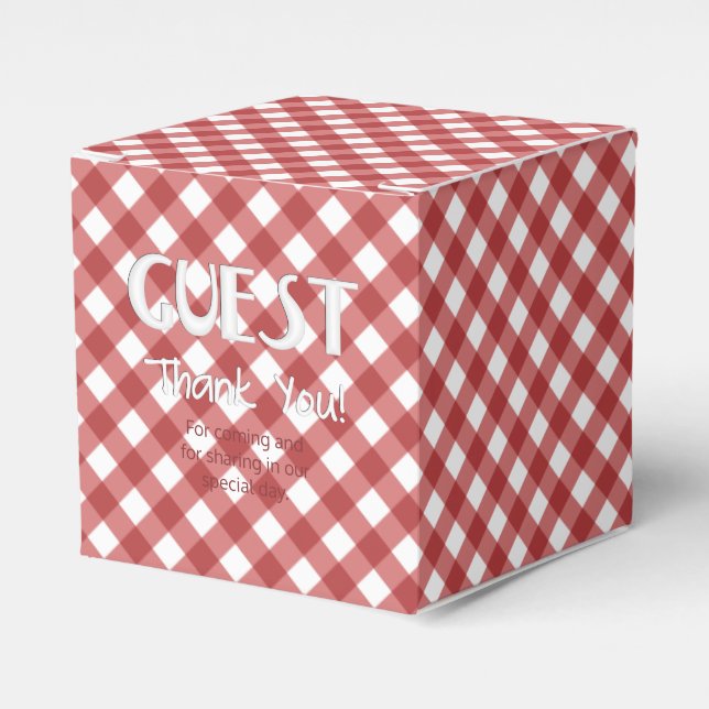 Chex 17-LAND RED-PARTY FAVOR BOX, fyrkantig Presentaskar (Framsidan Sidan)