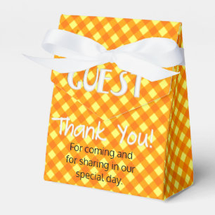 Chex 3-Orangars-Gult-PARTY FAVOR BOX, tält stil Presentaskar