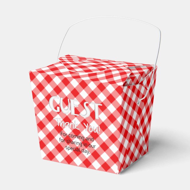 Chex 5-RED-PARTY FAVOR BOX, ta ut stil Presentaskar (Framsidan Sidan)