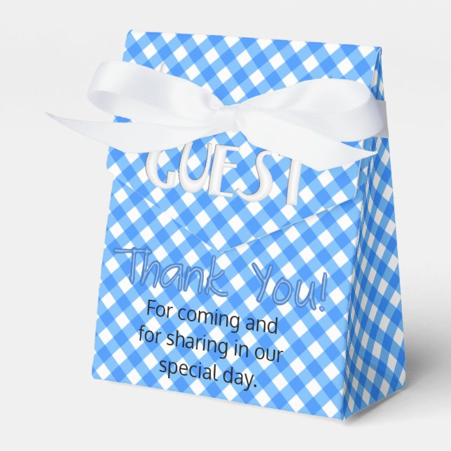 Chex 6-Pastel Blue-PARTY FAVOR BOX, tält stil Presentaskar (Framsidan Sidan)