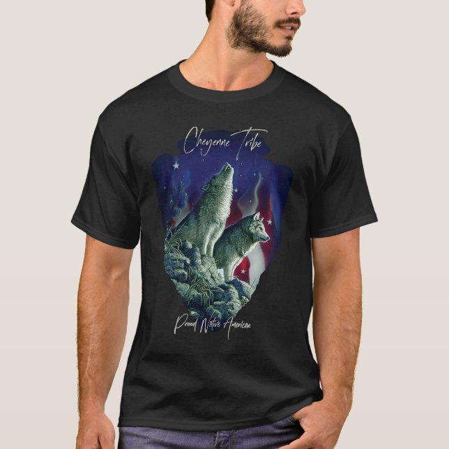Cheyenne Indian Tribe Varg Pride Howling T Shirt (Framsida)