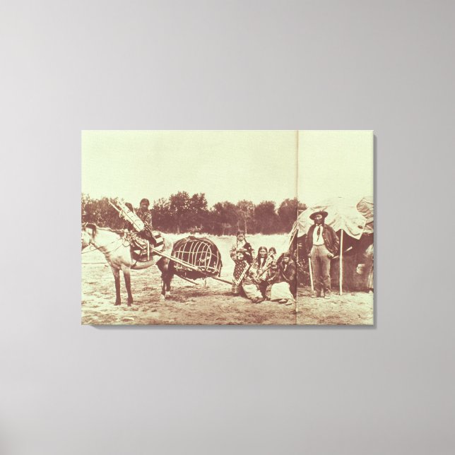 Cheyenne Indians on the Move, 1878 (b/w bild) Canvastryck (Framsida)
