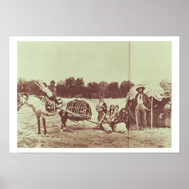 Cheyenne Indians on the Move, 1878 (b/w bild) Poster (Framsidan)