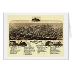 Cheyenne panorama- karta för WY - 1882 Hälsningskort