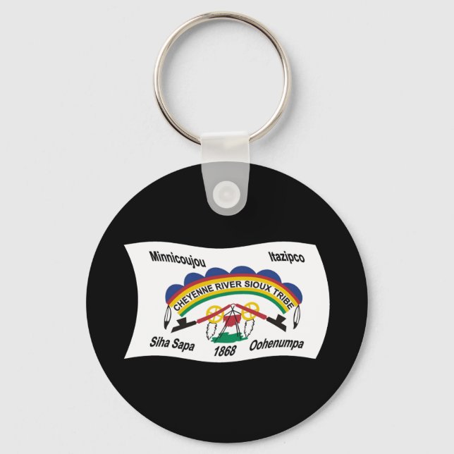 Cheyenne River Sioux Flagg Nyckelring (Framsida)