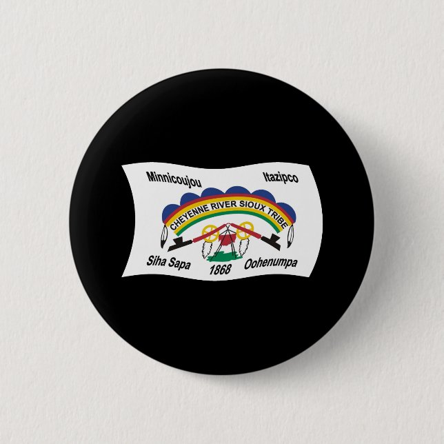 Cheyenne River Sioux Flagga Button Knapp (Framsida)