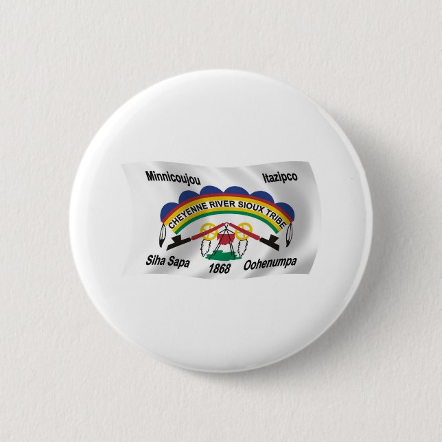 Cheyenne River Sioux Flagga Button Knapp (Framsida)