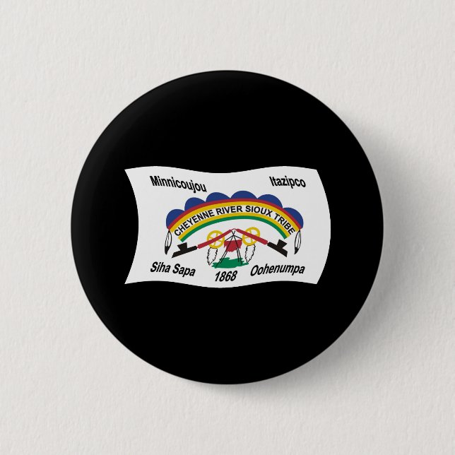Cheyenne River Sioux Flagga Knapp (Framsida)