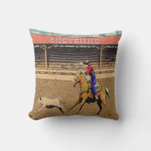 Cheyenne Rodeo Cowboy Calf Roping Pillow