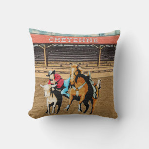 Cheyenne Rodeo Cowboy Steer Wrestling Kudde