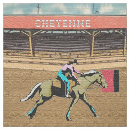 Cheyenne Rodeo Cowgirl Barrel Tävla 2 Fabric Tyg