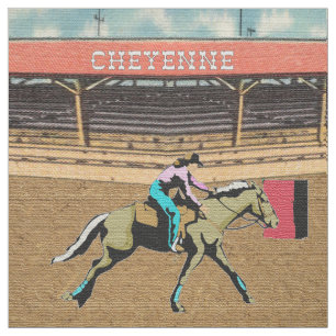 Cheyenne Rodeo Cowgirl Barrel Tävla 2 Fabric Tyg