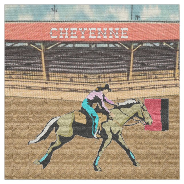 Cheyenne Rodeo Cowgirl Barrel Tävla 2 Fabric Tyg (Provkarta)
