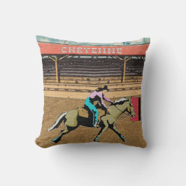 Cheyenne Rodeo Cowgirl Barrel Tävla Pillow Kudde