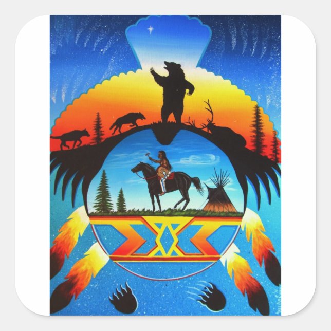 Cheyenne-skölden Fyrkantigt Klistermärke (Framsida)