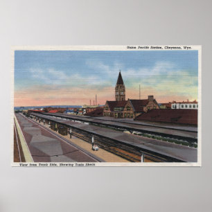 Cheyenne WY - facklig Stillahavs- järnvägstation Poster