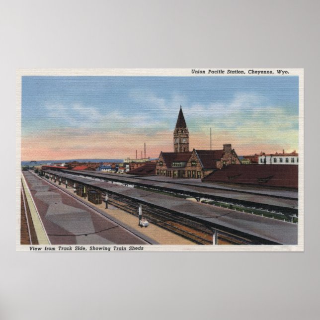 Cheyenne, WY - Union Pacific Railroad Station Poster (Framsidan)