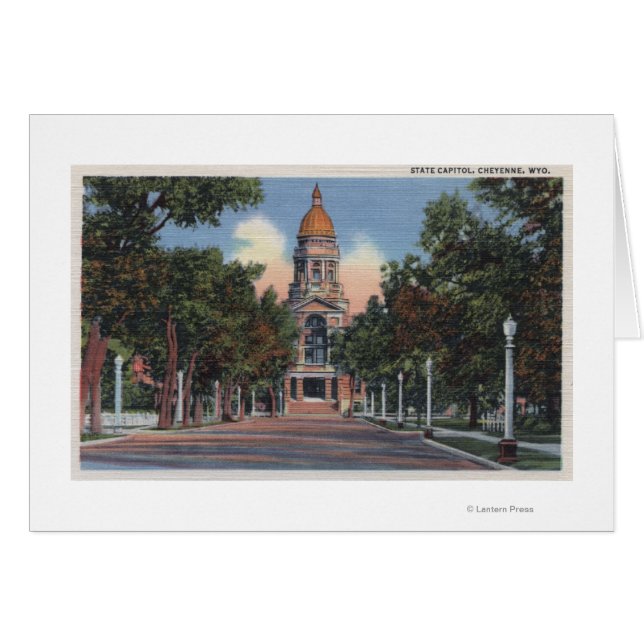 Cheyenne, WY - View of State Huvudstad and Drivewa Hälsningskort (Framsidan Horizontal)