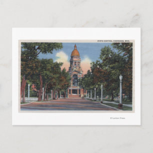 Cheyenne, WY - View of State Huvudstad and Drivewa Vykort