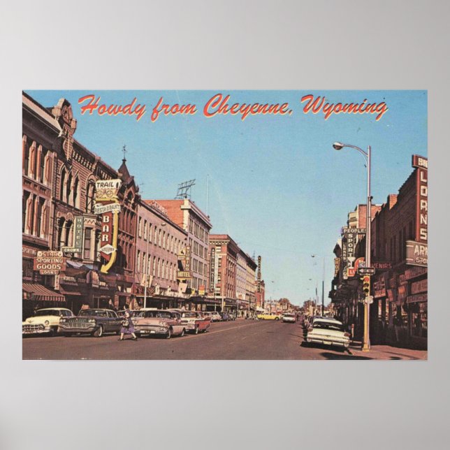 Cheyenne Wyoming, 1960-talet, Downtown View Poster (Framsidan)