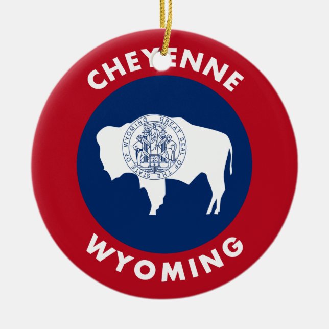 Cheyenne Wyoming Julgransprydnad Keramik (Framsidan)