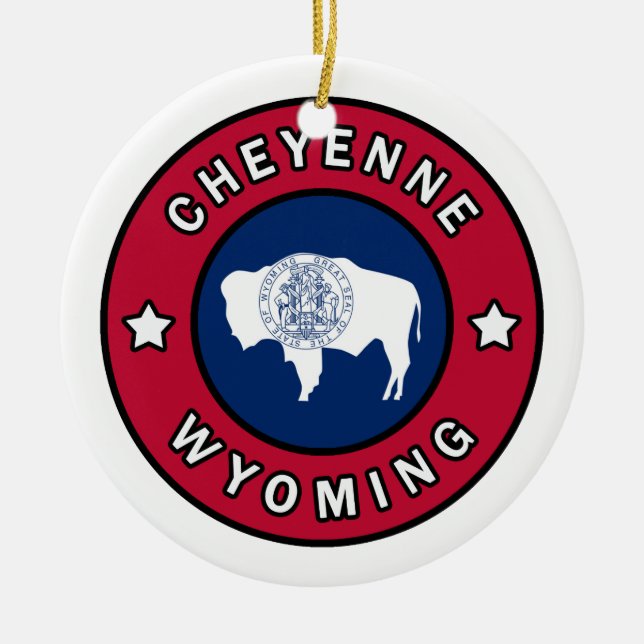 Cheyenne Wyoming Julgransprydnad Keramik (Framsidan)