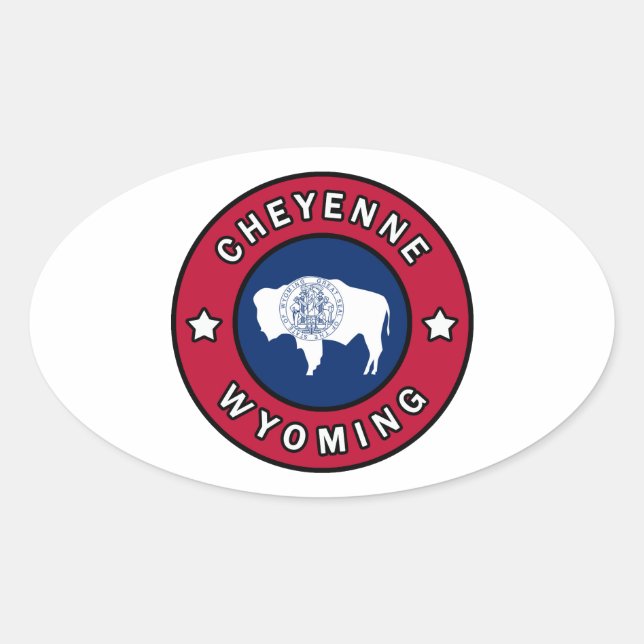 Cheyenne Wyoming Ovalt Klistermärke (Framsida)
