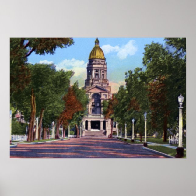 Cheyenne Wyoming State Huvudstad Byggande Poster (Framsidan)