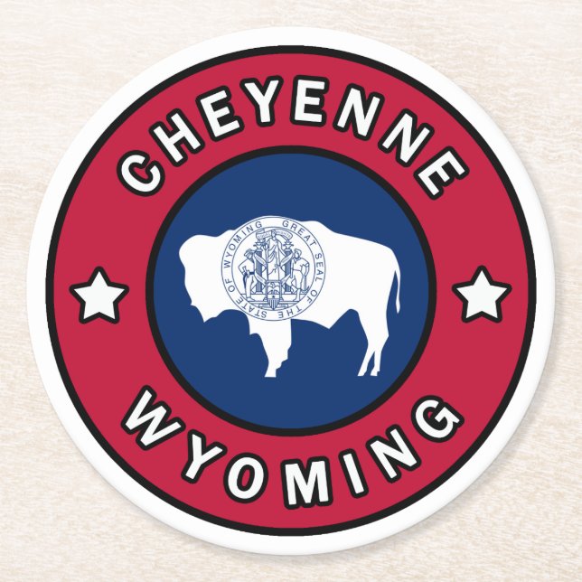 Cheyenne Wyoming Underlägg Papper Rund (Framsidan)
