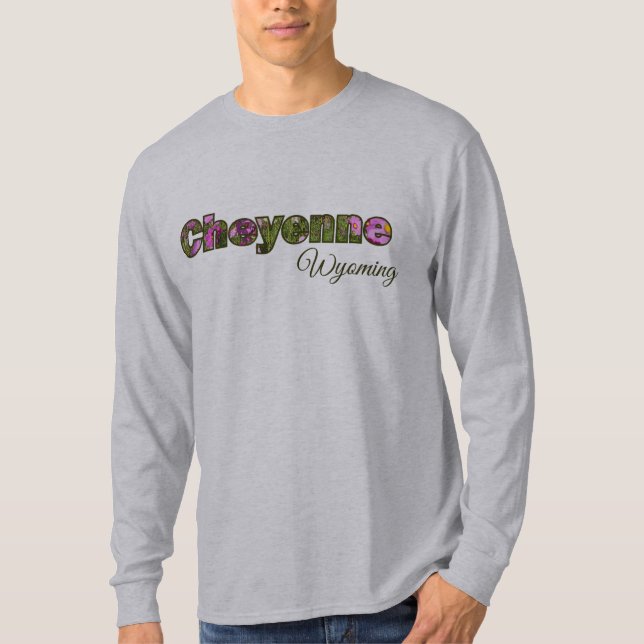 Cheyenne Wyoming Vår Vild Flowers Typography T Shirt (Framsida)