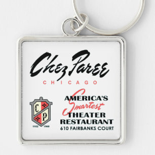 Chez Paree, NightClub, Chicago, IL Fyrkantig Silverfärgad Nyckelring