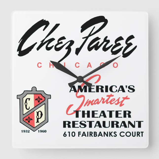 Chez Paree, Theater Restaurant, Chicago, IL Fyrkantig Klocka (Framsida)